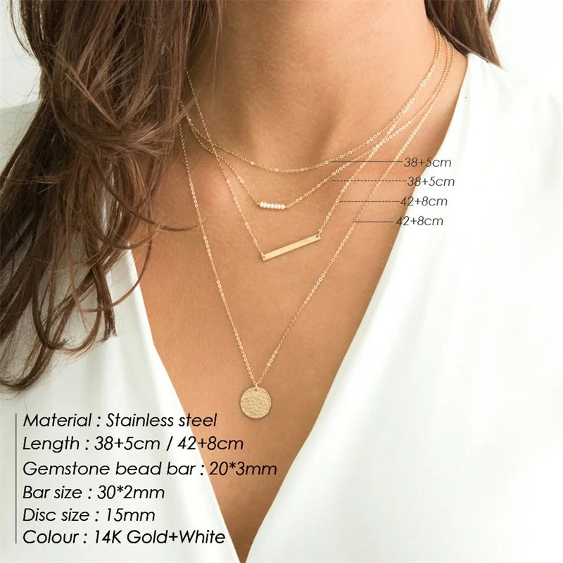 Modessie Multi Layered Choker Necklace for Women Stainless Steel Necklace Women Statement Pendant Necklace Jewelry 4 Pcs