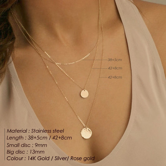 Modessie 3pcs Separated Stainless Steel Layered Necklace Women Pendant & Choker & Chain Necklace Set Fashion Jewelry