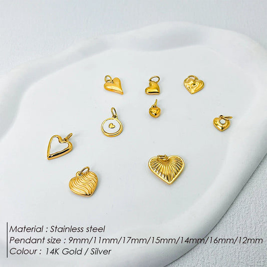 Modessie New Fashion Three-dimensional Tassel Heart Charm Pendant Stainless Steel Gold-Plated Necklace Homemade Accessories