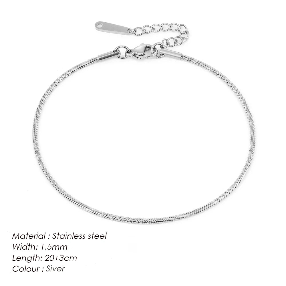 Modessie Snake Chain Anklet Stainless Steel  Adjustable Chain Ankle Gifts for Women Girls Jewelry Accessories
