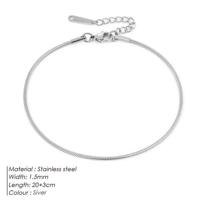 Modessie Snake Chain Anklet Stainless Steel  Adjustable Chain Ankle Gifts for Women Girls Jewelry Accessories