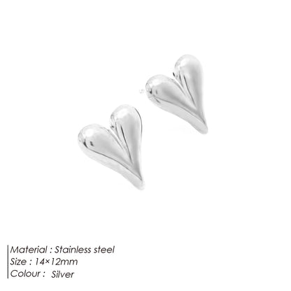 Modessie Golden Heart Earrings Set Stainless Steel Stud Piercing Earrings  Minimalist Style for Women's Jewelry