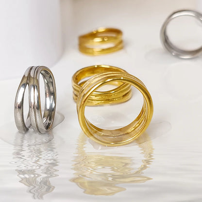 Modessie  Gold Color /Silver Color Geometric Multi-layer Line Ring for Women Elegant Jewelry
