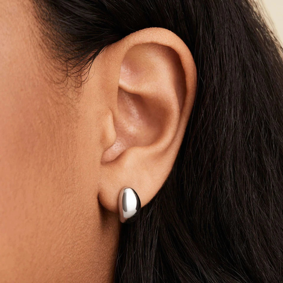 Modessie Steel color Gold color Simple Women Chunky Hoops Earrings Gift Fashion Jewelry Stainless  Round Smooth Thick Hoop