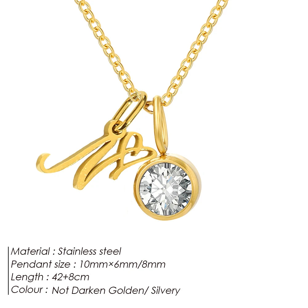 Modessie Light Luxury  Necklace Artistic Initials A-Z Pendant Ladies Minimalist Jewelry Gifts Stainless Steel Jewelry