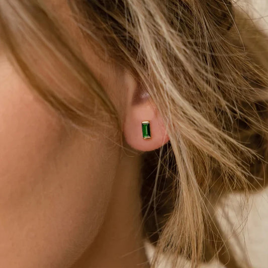 Modessie Stainless Steel Gold-Plated Colorful Birthstone Earrings High-end Rhinestone Jewelry