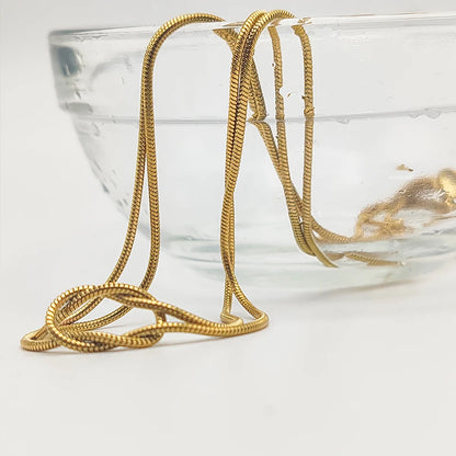 Modessie Elegant Minimalist Jewelry Lusterless 14k Gold Plated Knotted Snake Chain Necklace Women's Stainless Steel Accessories