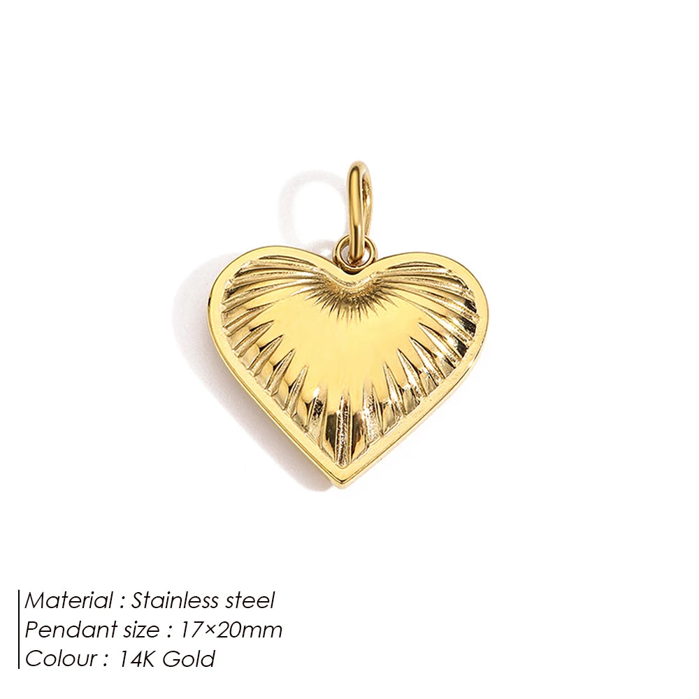 Modessie New Fashion Three-dimensional Tassel Heart Charm Pendant Stainless Steel Gold-Plated Necklace Homemade Accessories