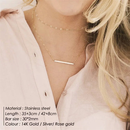 Modessie 2 Pcs Layered Necklace Women Not Darken Pendant Necklace Real 316L Stainless Steel Necklace  Chokers Jewelry