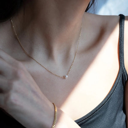 Modessie 5MM Imitation pearls Pendant Necklace for Women Choker Necklace Women Stainless Steel Necklace Fashion Jewelry