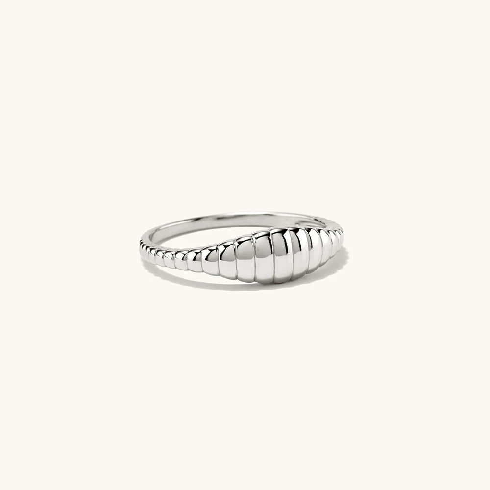 Modessie Simple Fashion Style Texture Ring Stainless Steel Tail Ring