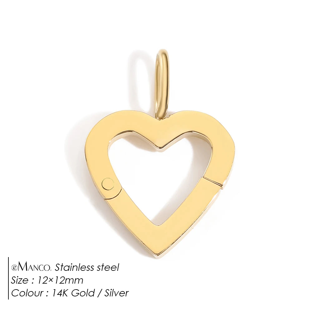 Modessie Stainless Steel Round Zirconia Heart Shape Mirror Polished Clasp for DIY Necklaces Bracelet Making