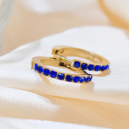 Modessie Stainless Steel Birthstone Earrings Minimalist Huggie Hoop Earrings For Women Tiny Round Circle Unisex