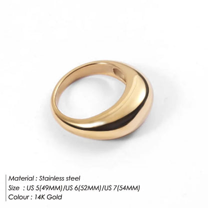 Modessie Fashion Simple Stainless Steel Rings for Women Arc Rings Jewellery Geometric Ring Size 5 6 7 8