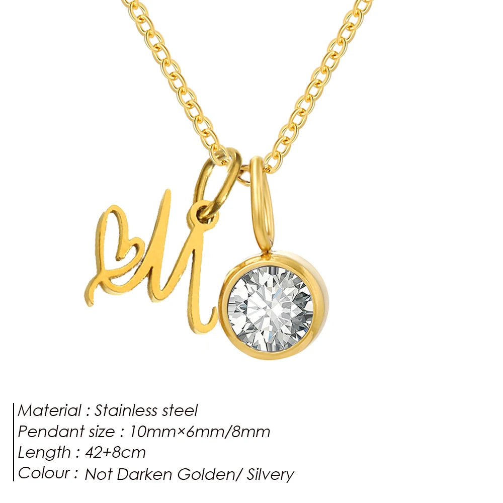Modessie Light Luxury  Necklace Artistic Initials A-Z Pendant Ladies Minimalist Jewelry Gifts Stainless Steel Jewelry