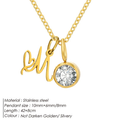 Modessie Light Luxury  Necklace Artistic Initials A-Z Pendant Ladies Minimalist Jewelry Gifts Stainless Steel Jewelry