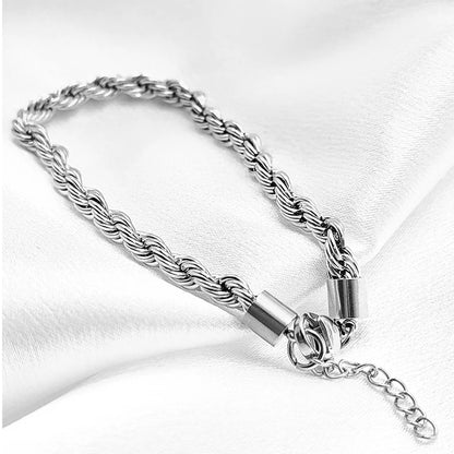 Modessie Silver Color Rope Chain Link Anklets Stainless Steel for Women Foot Accessorie Summer Beach Barefoot Sandals Bracelet