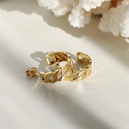 Modessie Stainless Steel Metal Chain Hoop Earrings For Women Fashion  Jewelry Temperament Girls Daily Wear Earrings