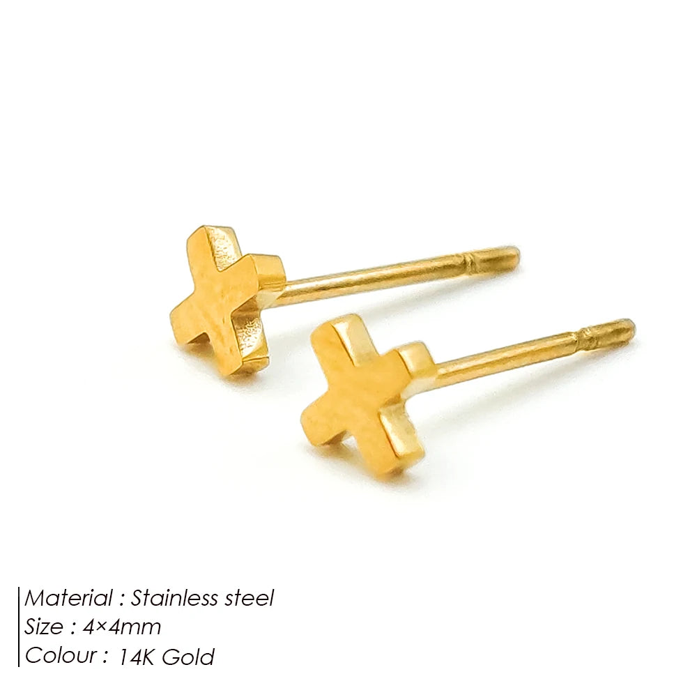 Modessie Girls Stainless Steel Stud Earrings for Women Office Small Round Earring Studs Minimalist Jewelry