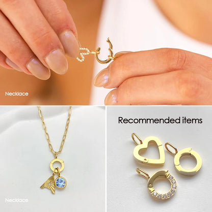 Modessie Stainless Steel Round Zirconia Heart Shape Mirror Polished Clasp for DIY Necklaces Bracelet Making