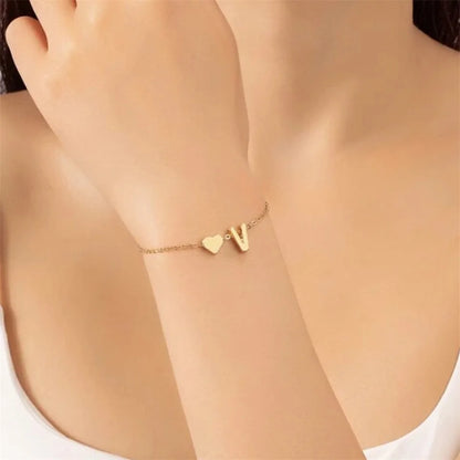Modessie Initial Bracelet DIY Personalized Name Heart Bracelets Stainless Steel Jewelry Girls Anniversary Gift