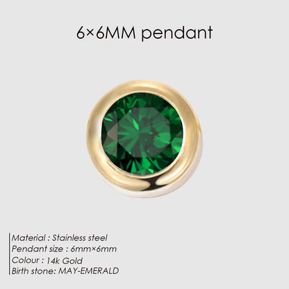 Modessie Stainless Steel Charm Rhinestone Necklace Pendant Fashion 12 Colors Birthstone For Jewelry Making Women DIY Accessories