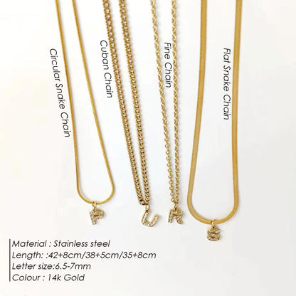 Modessie Stainless Steel Flat Snake Chain Initial Necklace Name Customized Choker Necklace Women's Jewelry