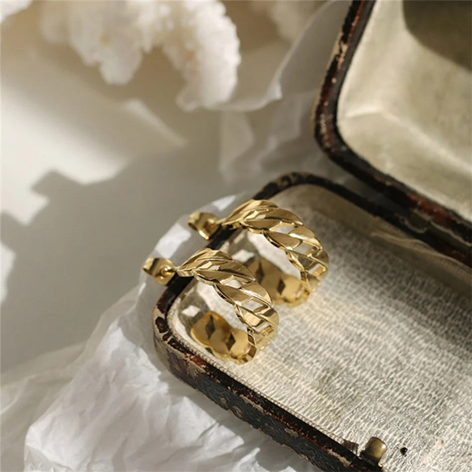 Modessie Stainless Steel Metal Chain Hoop Earrings For Women Fashion  Jewelry Temperament Girls Daily Wear Earrings