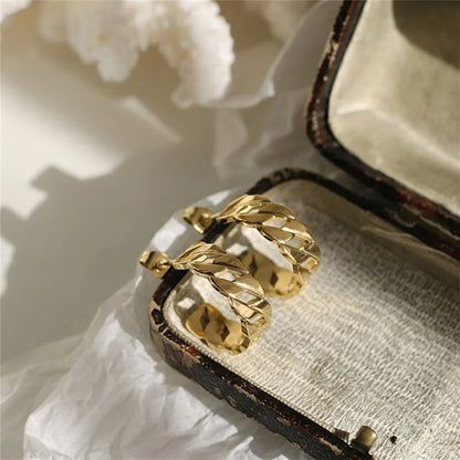 Modessie Stainless Steel Metal Chain Hoop Earrings For Women Fashion  Jewelry Temperament Girls Daily Wear Earrings