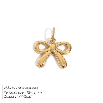 Modessie Stainless Steel Bow Charm Pendant for DIY Handmade Necklaces, Bracelets and Jewelry Making