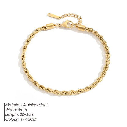 Modessie Rope Link Anklets Stainless Steel for Women Foot Accessorie Summer Beach Barefoot Sandals Bracelet Ankle Gifts