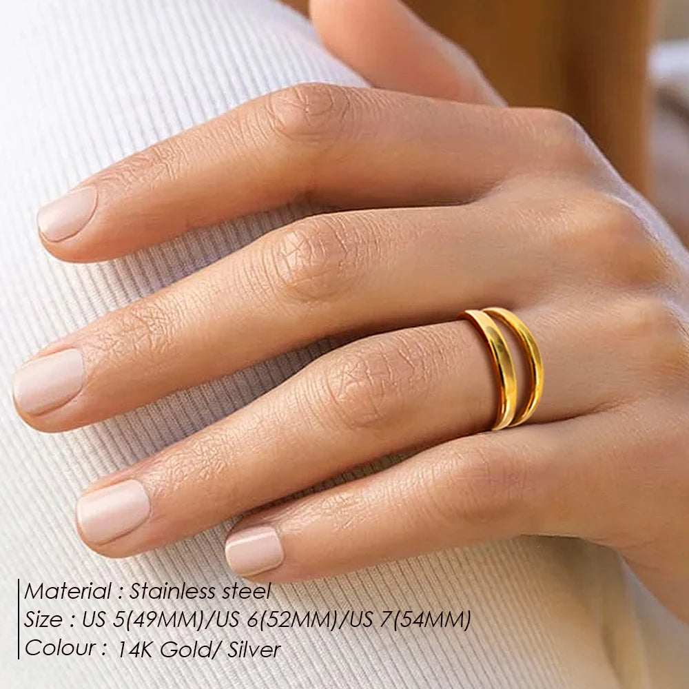 Modessie Women’s Ring – Retro Minimalist Gold or Silver Stainless Steel Jewelry