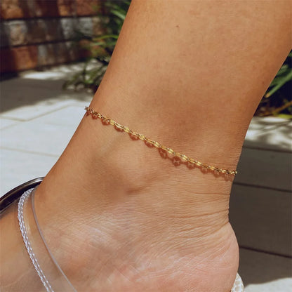 Stainless Steel Fish Lips Chain Anklet  For Women Summer Beach Foot Jewelry On The Leg Minimalist Anklets Female