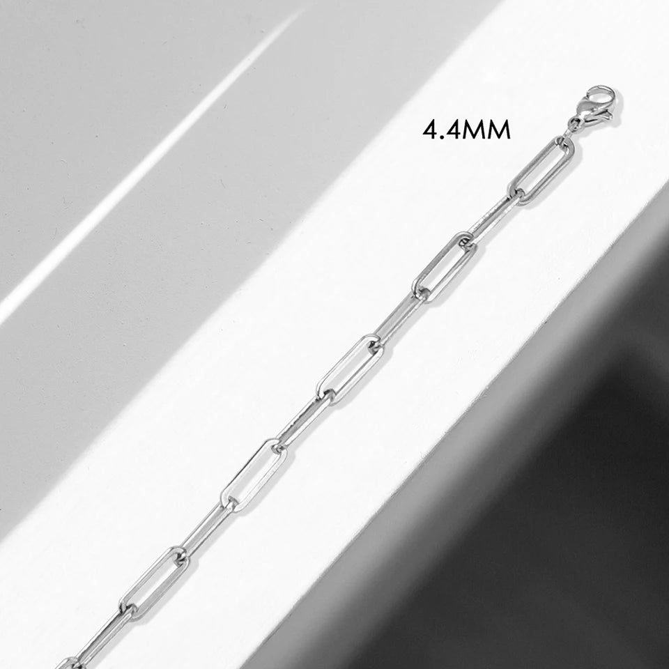 Modessie Silver Color Paperclip Link Chain Women Necklace Stainless Steel  Link chain Necklace Jewelry