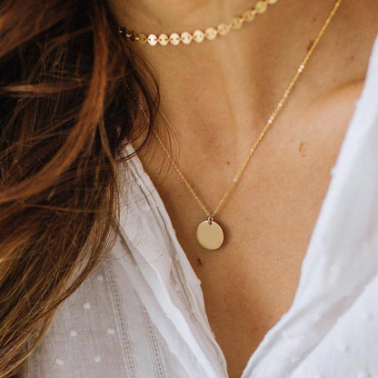 Modessie 2 Pcs Layered Necklace Women Not Darken Pendant Necklace Real 316L Stainless Steel Necklace  Chokers Jewelry