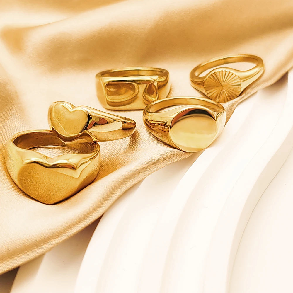 Modessie Women’s Stainless Steel Ring – Gold or Silver Plated, Waterproof, Tarnish-Resistant, Fashion Jewelry