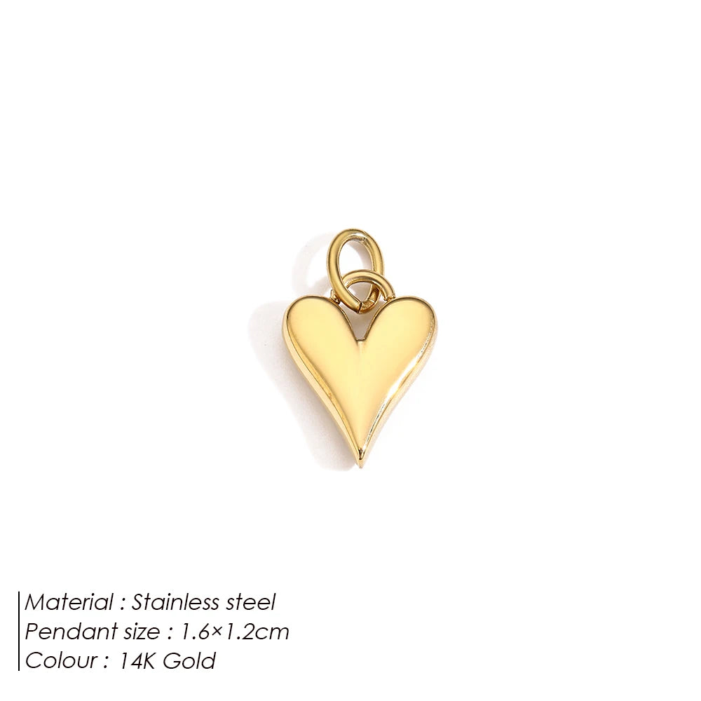 Modessie New Fashion Three-dimensional Tassel Heart Charm Pendant Stainless Steel Gold-Plated Necklace Homemade Accessories