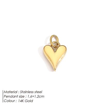 Modessie New Fashion Three-dimensional Tassel Heart Charm Pendant Stainless Steel Gold-Plated Necklace Homemade Accessories