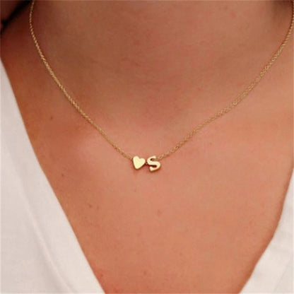 Modessie 6MM Heart Dainty Initial DIY Necklace Gold Color Letter Choker Necklace For Women Pendant Jewelry Gift