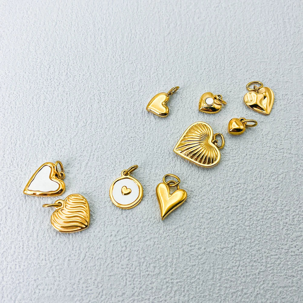 Modessie New Fashion Three-dimensional Tassel Heart Charm Pendant Stainless Steel Gold-Plated Necklace Homemade Accessories