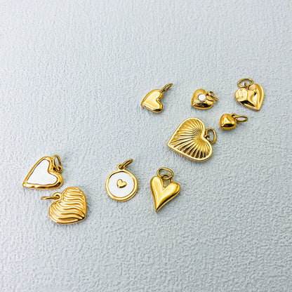 Modessie New Fashion Three-dimensional Tassel Heart Charm Pendant Stainless Steel Gold-Plated Necklace Homemade Accessories