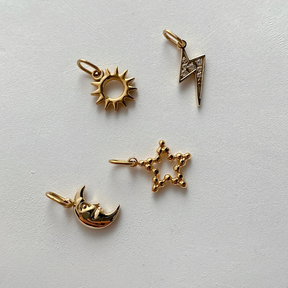 Modessie Star Sun Pendant Charms for Earrings Necklace Making Supplies Stainless Steel Gold-Plated  Diy