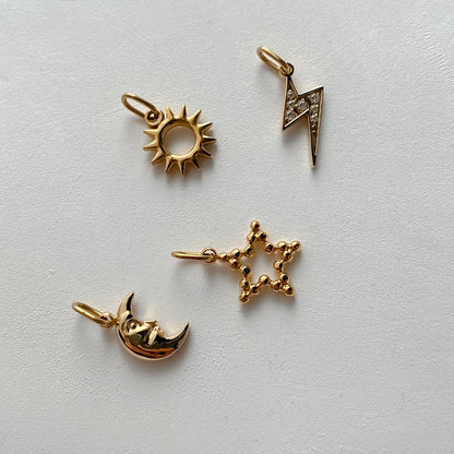 Modessie Star Sun Pendant Charms for Earrings Necklace Making Supplies Stainless Steel Gold-Plated  Diy