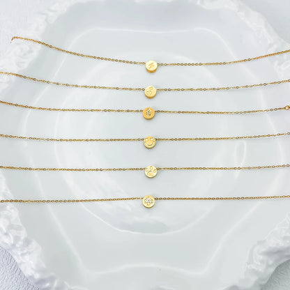 Modessie Stainless Steel Chain Bracelet – Gold or Silver Plated with Round Charm – 20 Design Options