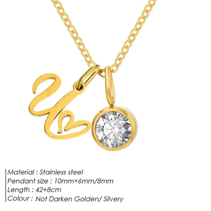 Modessie Light Luxury  Necklace Artistic Initials A-Z Pendant Ladies Minimalist Jewelry Gifts Stainless Steel Jewelry