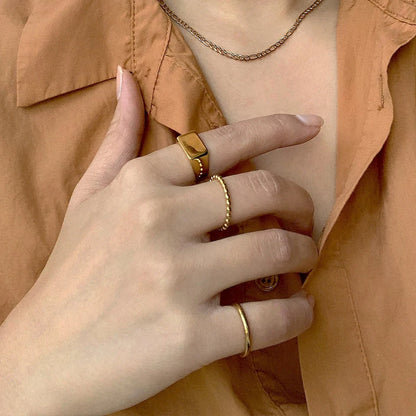 Modessie Stainless Steel Punk Style Geometric Jewelry Ring Gold Plated/Silver-Plated