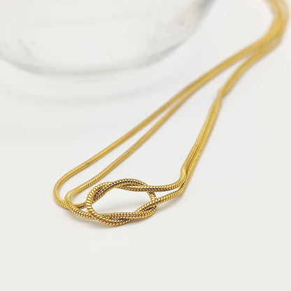 Modessie Elegant Minimalist Jewelry Lusterless 14k Gold Plated Knotted Snake Chain Necklace Women's Stainless Steel Accessories