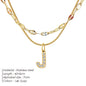 Modessie Double Stainless Steel Round Snake Chain Necklace Light Luxury Zirconia Alphabet Pendant A-Z High-end Fashion Jewelry