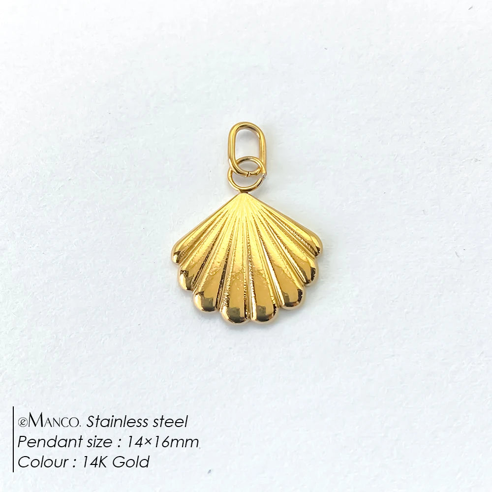 Modessie Fashion Marine Animals Charms Shell Fish Tail Hippocampus Japonicus Stainless Steel Pendants For Jewelry