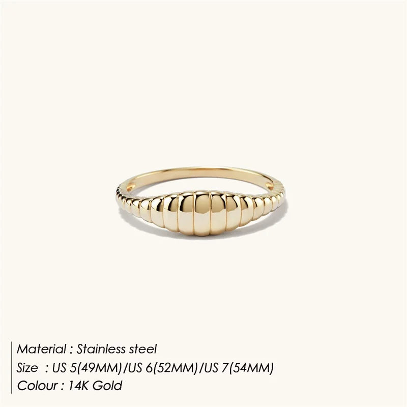 Modessie Simple Fashion Style Texture Ring Stainless Steel Tail Ring